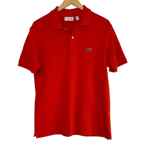 Lacoste Mens Classic Fit Polo Shirt Orange Red Embroidered Logo Short Sleeve M - Picture 11 of 11